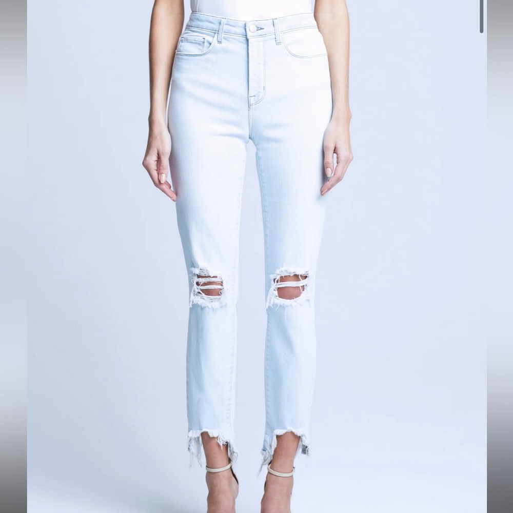 L’AGENCE High Line High Rise Destroyed Skinny Jeans in Fade Out NEW Size 26”